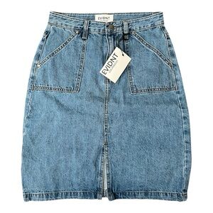 EVIDNT PENCIL SKIRT DENIM Size 26, slit to mid skirt NWT